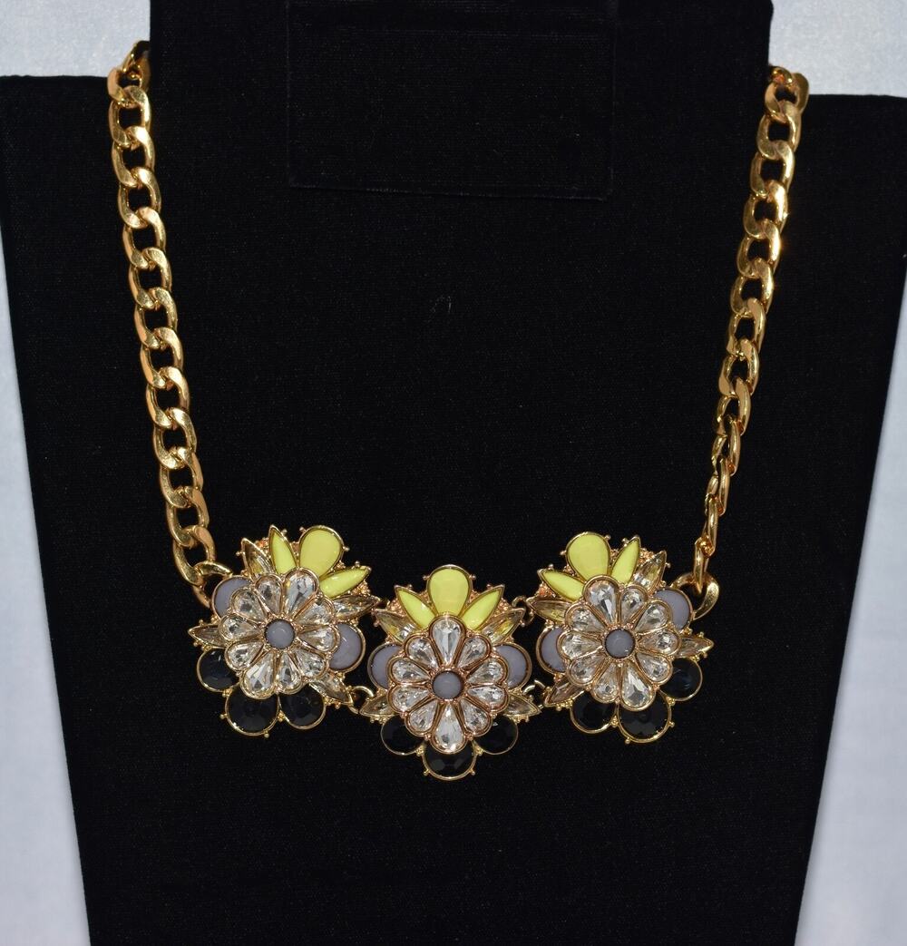 Joan Rivers Jeweled Crystal Flower Bouquet Statement Necklace